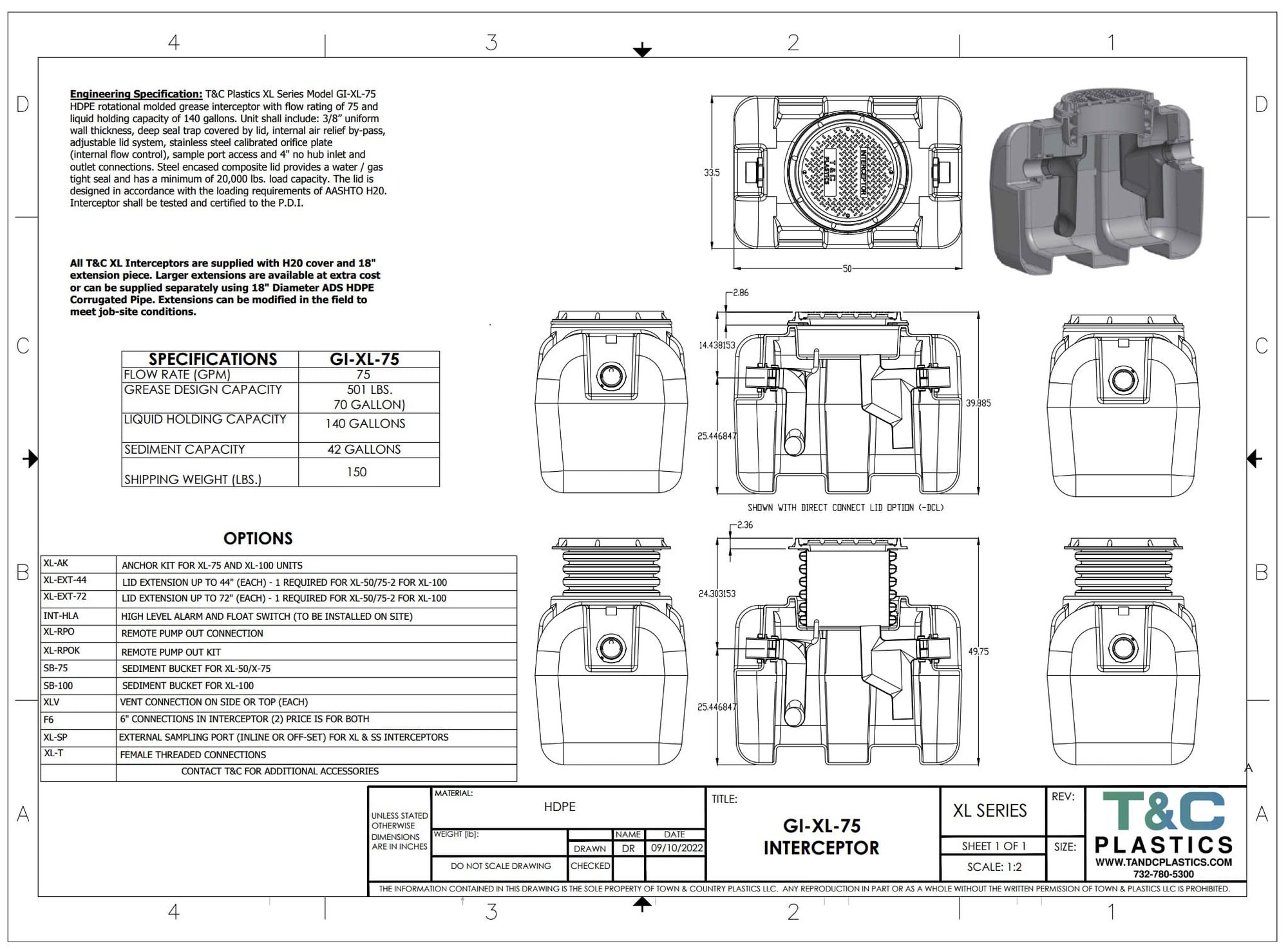 GI-XL-75 Grease Interceptor