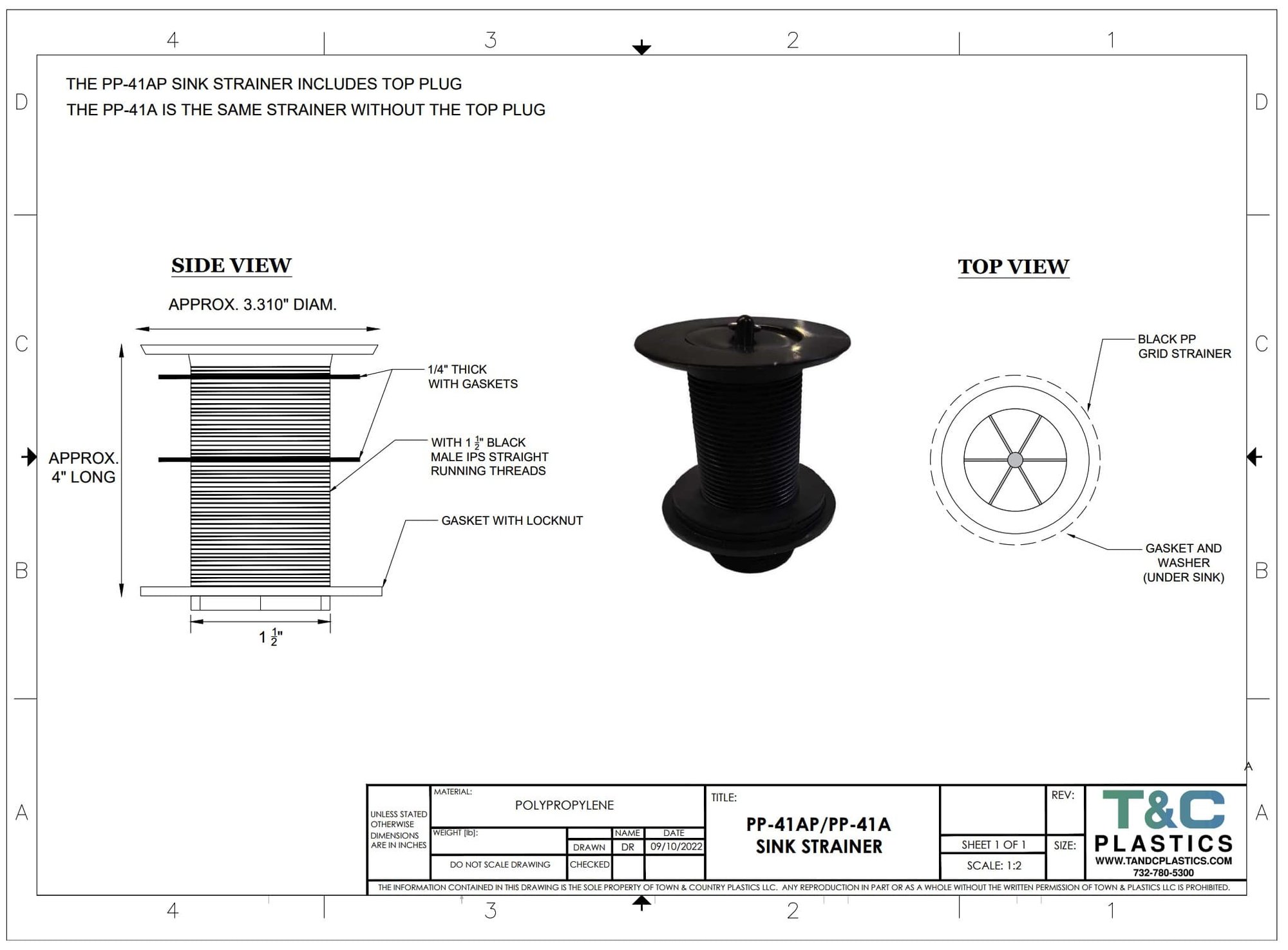 PP-41AP Sink Strainer