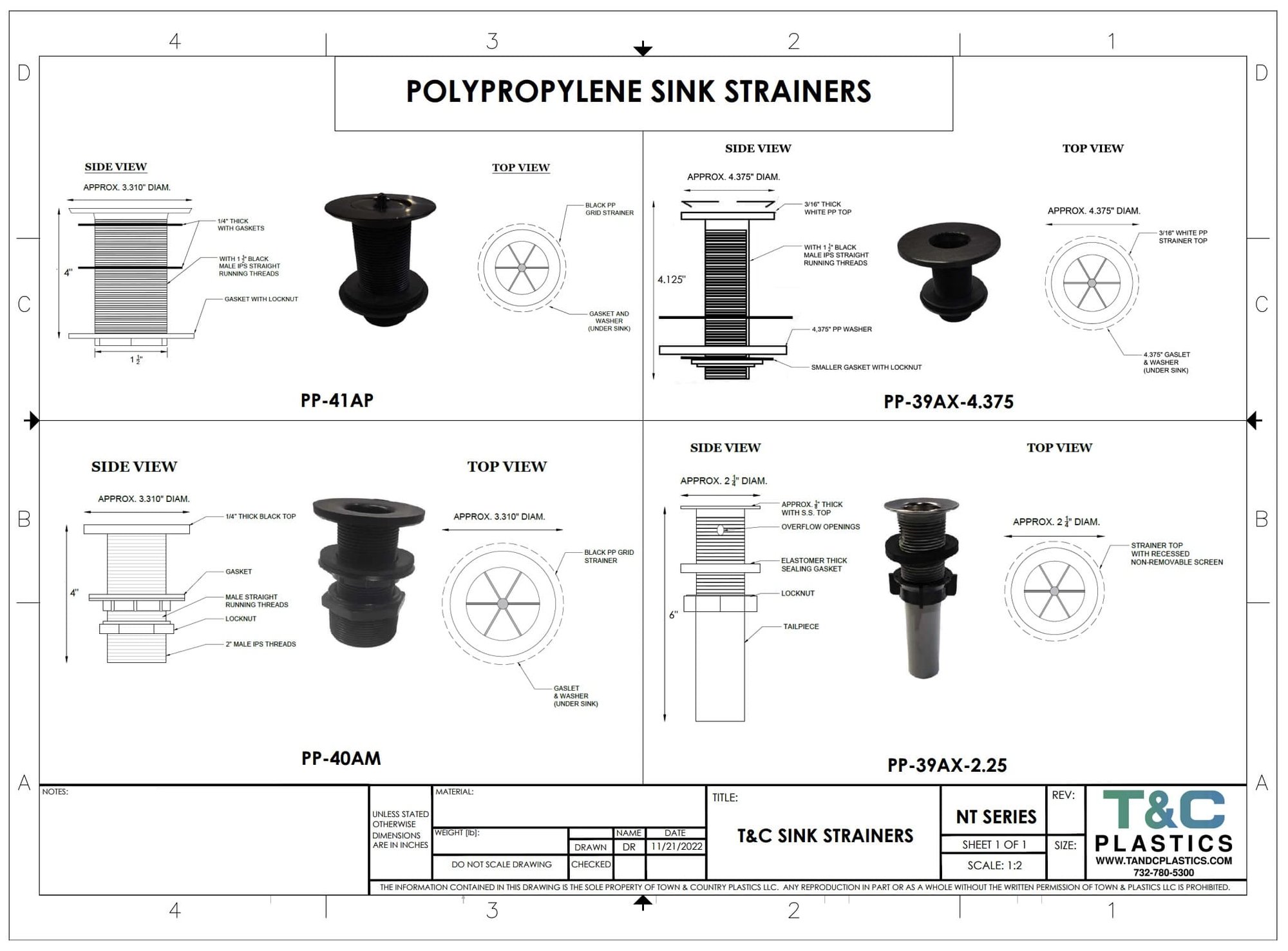 Polypropylene Sink Strainers